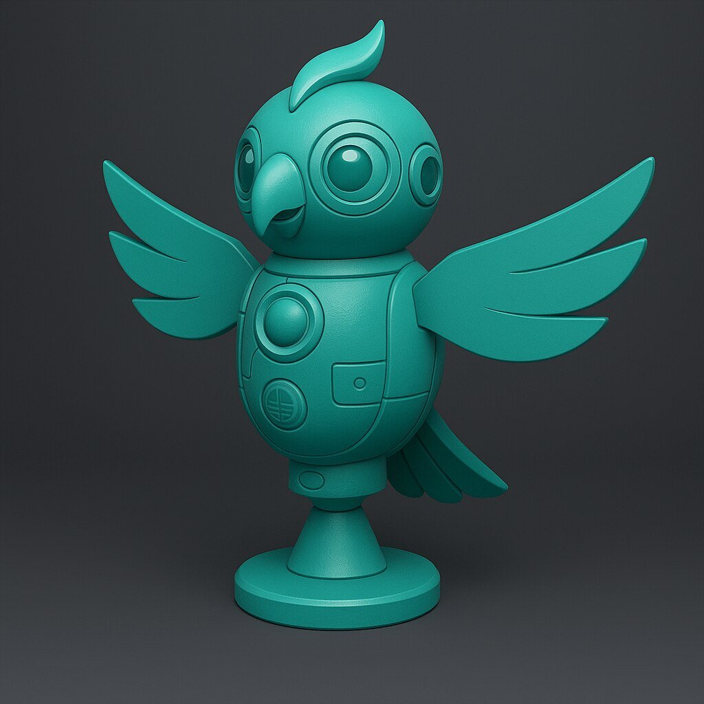 Early concept render of the Robotic Totem, a small robotic companion figure on a pedestal base